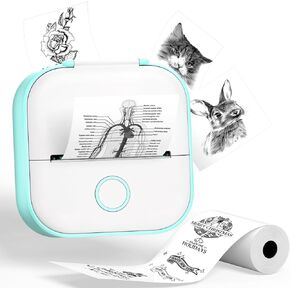 Phomemo Sticker Printer- T02 Mini Printer Sticker Maker Inkless Printer Portable Bluetooth Thermal Pocket Photo Printer for Study Notes, Stickers, Photos, DIY, for Birthday, Green