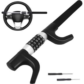 TIPHOPE Car Steering Wheel Lock Anti-Theft Device,Keyless Password High Security Wheel Lock Heavy Duty Retractable Club Vehicle Locks Protective Universal Steering Wheel Lock for Car Truck Van SUV