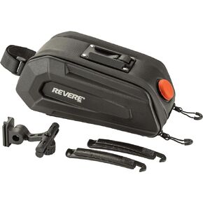 REVERE RSB3 Bike Saddle Bag - The Ultimate 3D Hard Shell Seat Bag with Reflective Strip for Mountain and Road Bikes, Featuring Quick Release Mounting and 2L Capacity, 2 Tire Levers and Taillight