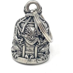 Caged Gremlin Motorcycle Biker Bell Accessory or Key Chain for Luck Silver