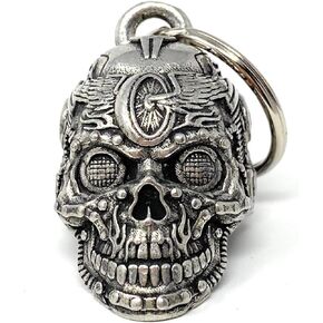Motorhead Skull Motorcycle Biker Bell Accessory or Key Chain for Luck