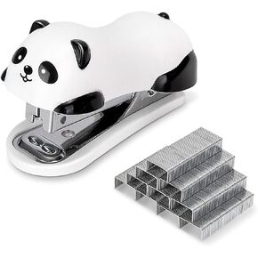 Deli Mini Cute Panda Desktop Stapler, Office Stapler, 12 Sheet Capacity, Includes Built-in Staple Remover & 1000PCS No.10 Staples
