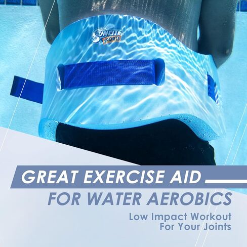 حزام السباحة العائم الفاخر AquaFitness Sports من Sunlite - معدات التمارين الرياضية المائية لحمام السباحة، والتمارين منخفضة التأثير (الأصل) in Kuwait