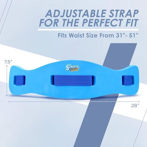 حزام السباحة العائم الفاخر AquaFitness Sports من Sunlite - معدات التمارين الرياضية المائية لحمام السباحة، والتمارين منخفضة التأثير (الأصل) in Kuwait