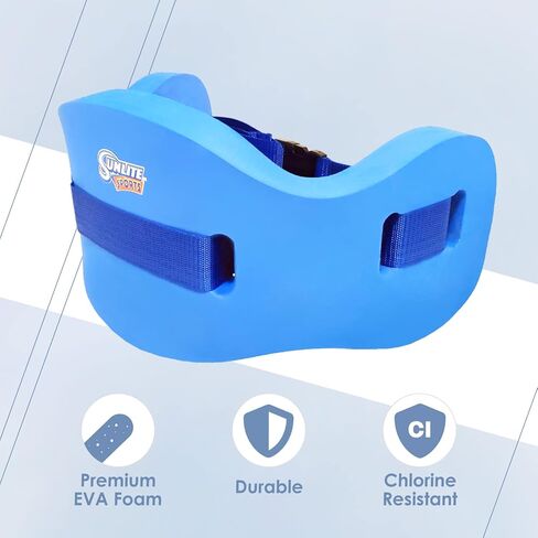 حزام السباحة العائم الفاخر AquaFitness Sports من Sunlite - معدات التمارين الرياضية المائية لحمام السباحة، والتمارين منخفضة التأثير (الأصل) in Kuwait