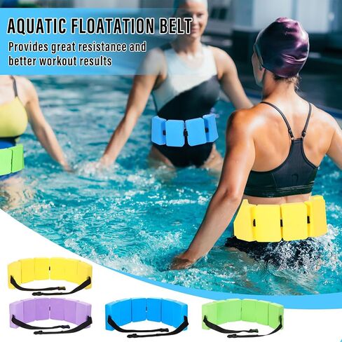 4 Pcs Aquatic Swim Belt Flotation Belt EVA Foam Buoyancy Belt Pool Exercise Equipment for Adults Kids Beginner Water Aerobics Waist Belt with Adjustable Strap for Pool Swimming(Blue) in Saudi Arabia