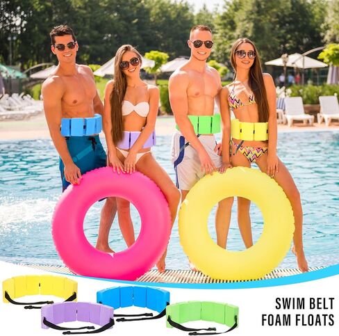 4 Pcs Aquatic Swim Belt Flotation Belt EVA Foam Buoyancy Belt Pool Exercise Equipment for Adults Kids Beginner Water Aerobics Waist Belt with Adjustable Strap for Pool Swimming(Blue) in Saudi Arabia
