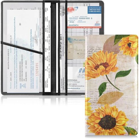 xigua البقرة طباعة تسجيل السيارة وحامل التأمين، وتسجيل الجلود وحامل بطاقة التأمين منظم صندوق قفازات السيارة للوثائق ورخصة القيادة والبطاقات 1 in Kuwait