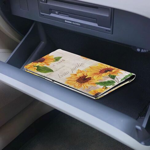 xigua البقرة طباعة تسجيل السيارة وحامل التأمين، وتسجيل الجلود وحامل بطاقة التأمين منظم صندوق قفازات السيارة للوثائق ورخصة القيادة والبطاقات 1 in Kuwait