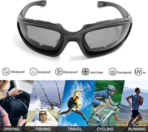 Ouzorp 2PCS Motorcycle Riding Glasses, Motorcycle Goggles with Padding, UV Protection, Dustproof and Windproof Motorcycle Riding Glasses for Outdoor Activities(gray) … in Saudi Arabia