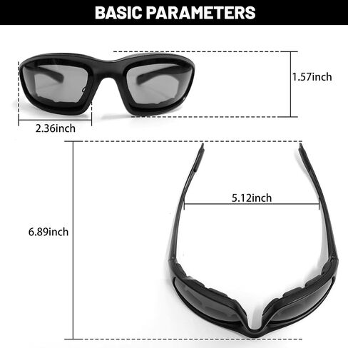 Ouzorp 2PCS Motorcycle Riding Glasses, Motorcycle Goggles with Padding, UV Protection, Dustproof and Windproof Motorcycle Riding Glasses for Outdoor Activities(gray) … in Saudi Arabia