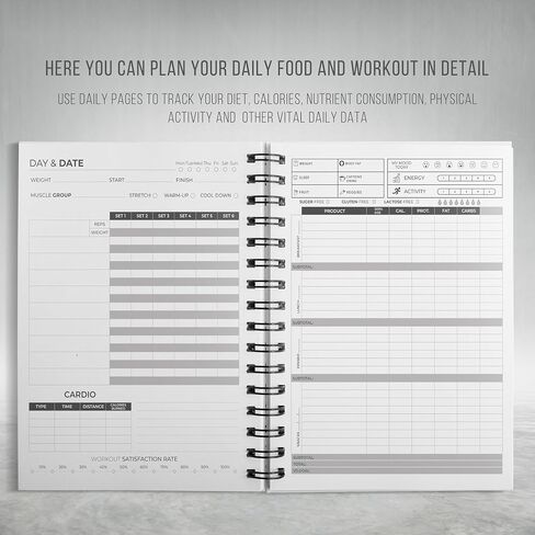 Food and Workout Planner for Woman and Man, Fitness and Food Planner for Women and Men, Fitness and Food Daily Planner/Journal/Tracker, GYM, Planner to Weight Loss/Bodybuilding/Fitness in Saudi Arabia