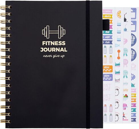 Fitness Journal for Women and Men, 8.8" x 6.6", Workout Log Sprial Book Planner for Tracking Progress and Achieving Your Wellness Goals, Black in Saudi Arabia