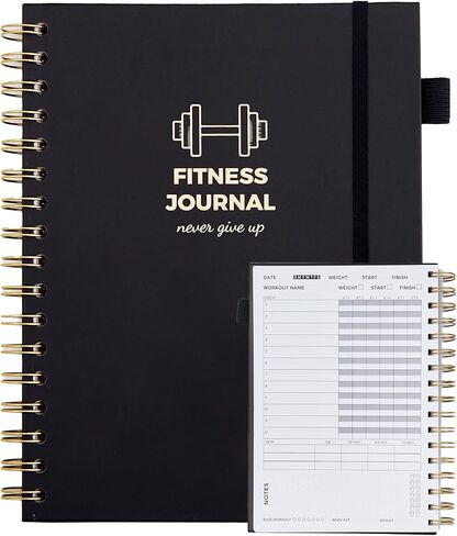 Fitness Journal for Women and Men, 8.8" x 6.6", Workout Log Sprial Book Planner for Tracking Progress and Achieving Your Wellness Goals, Black in Saudi Arabia