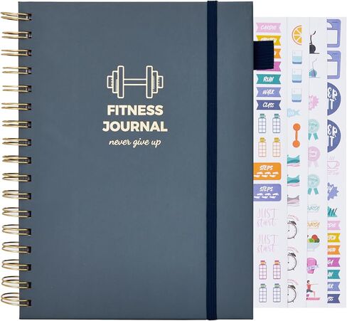Fitness Journal for Women and Men, 8.8" x 6.6", Workout Log Sprial Book Planner for Tracking Progress and Achieving Your Wellness Goals, Black in Saudi Arabia