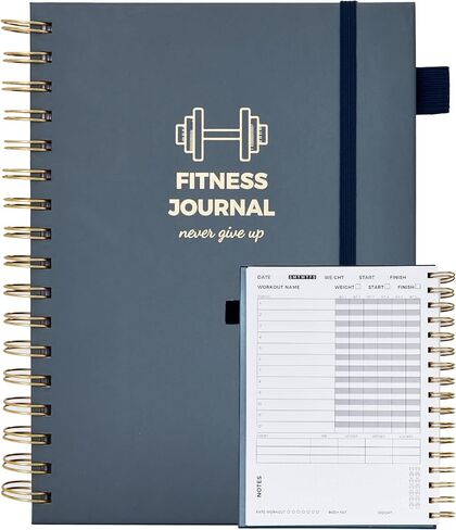 Fitness Journal for Women and Men, 8.8" x 6.6", Workout Log Sprial Book Planner for Tracking Progress and Achieving Your Wellness Goals, Black in Saudi Arabia
