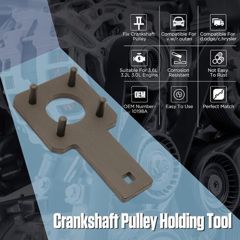 Crankshaft Pulley Holding Tool Corrosion Resistant Crankshaft Pulley Tool Not Easy To Rust Crankshaft Counter Holder Compatible For v.w/r.outan/d.odge/c.hrysler Replace 3.6L 3.2L 3.0L Engine 10198A in Saudi Arabia