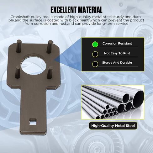 Crankshaft Pulley Holding Tool Corrosion Resistant Crankshaft Pulley Tool Not Easy To Rust Crankshaft Counter Holder Compatible For v.w/r.outan/d.odge/c.hrysler Replace 3.6L 3.2L 3.0L Engine 10198A in Saudi Arabia