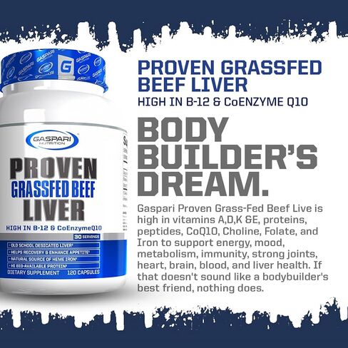 Gaspari Nutrition كبد مثبت، كبد لحم بقري يتغذى على العشب، طعام فائق كثيف من الناحية التغذوية، يدعم الأداء الرياضي، عوامل النمو الطبيعية، مكملات المدرسة القديمة (30 وجبة) in Kuwait