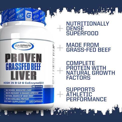 Gaspari Nutrition كبد مثبت، كبد لحم بقري يتغذى على العشب، طعام فائق كثيف من الناحية التغذوية، يدعم الأداء الرياضي، عوامل النمو الطبيعية، مكملات المدرسة القديمة (30 وجبة) in Kuwait