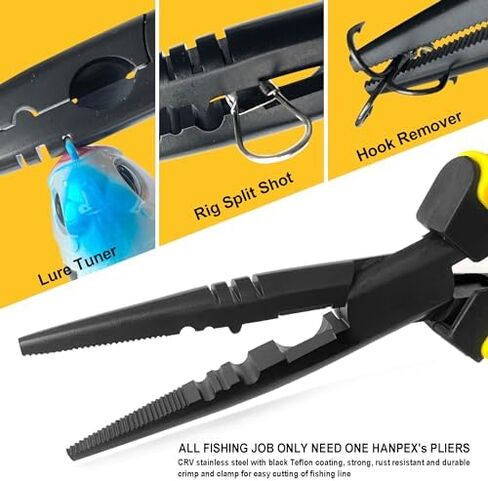 7" Split Ring Nose & Fishing bait, Fishing Pliers with Anti-rust Teflon coated, Freshwater/Saltwater Fishing Tools, Comfort Grip Handles Fishing Gear Idea for Fishing Trip in Saudi Arabia