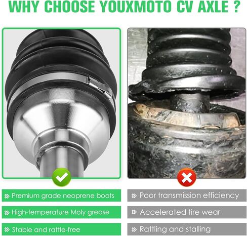 Youxmoto Front Left+Right CV Axles & Wheel Bearing Kit for Yamaha Rhino 450 2006 2007 2008 2009, Rhino 660 2006 2007, 4340 Chromoly Steel Drive Half Shaft in Saudi Arabia