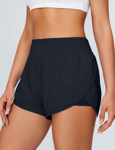 شورت الجري BMJL للسيدات عالي الخصر وجيب جانبي، شورت رياضي بفتحة جانبية عالية 2 في 1، شورت رياضي in Kuwait