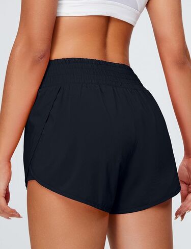 شورت الجري BMJL للسيدات عالي الخصر وجيب جانبي، شورت رياضي بفتحة جانبية عالية 2 في 1، شورت رياضي in Kuwait