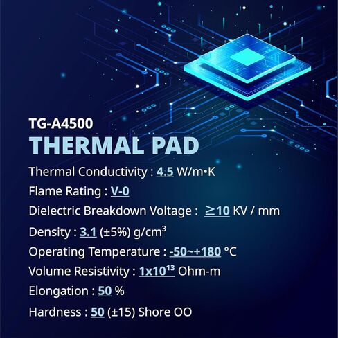 وسادة حرارية 4.5 وات/م ك، 98 × 148 × 1.0 مم، TG-A4500 حشو فجوات فائق النعومة، وسادة تبريد بالوعة الحرارة، للكمبيوتر المحمول/وحدة معالجة الرسومات/وحدة المعالجة المركزية، حامل طبيعي in Kuwait