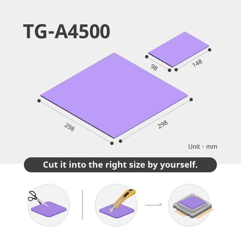 وسادة حرارية 4.5 وات/م ك، 98 × 148 × 1.0 مم، TG-A4500 حشو فجوات فائق النعومة، وسادة تبريد بالوعة الحرارة، للكمبيوتر المحمول/وحدة معالجة الرسومات/وحدة المعالجة المركزية، حامل طبيعي in Kuwait
