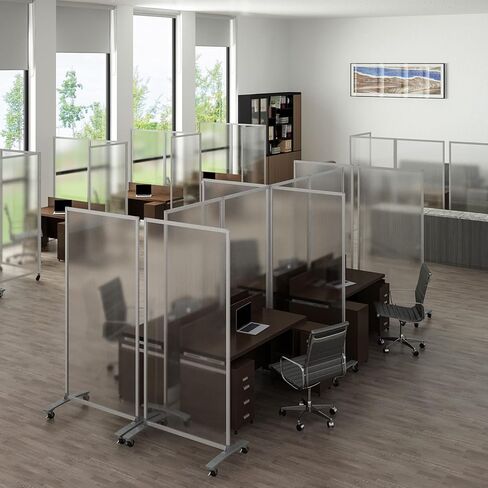 INNOVART مقسم جداري متنقل 70 بوصة ارتفاع × 35 بوصة عرض، فواصل غرفة التقسيم المتداول جدار مكتب قائم بذاته مع عجلات، لوحة ضوء الشمس جدران مسح جافة للمكاتب والصالونات وصالونات الأظافر والمطاعم in Kuwait