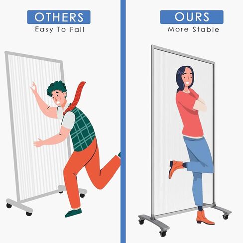 INNOVART مقسم جداري متنقل 70 بوصة ارتفاع × 35 بوصة عرض، فواصل غرفة التقسيم المتداول جدار مكتب قائم بذاته مع عجلات، لوحة ضوء الشمس جدران مسح جافة للمكاتب والصالونات وصالونات الأظافر والمطاعم in Kuwait