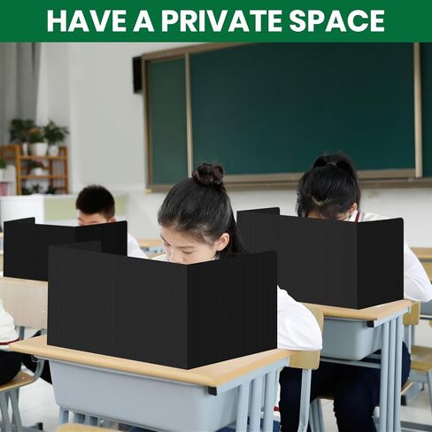 فواصل مكتب Ayuanb 12 قطعة، 17 × 14 × 13.5 بوصة دروع الخصوصية للفصل الدراسي البلاستيكية لمكاتب الطلاب مع ملصقات الأسماء، لوحات مجلدات الدراسة المدرسية، مستلزمات المعلمين (أبيض) in Kuwait