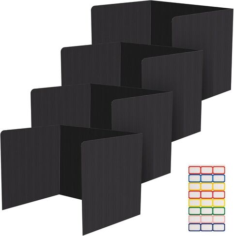 فواصل مكتب Ayuanb 12 قطعة، 17 × 14 × 13.5 بوصة دروع الخصوصية للفصل الدراسي البلاستيكية لمكاتب الطلاب مع ملصقات الأسماء، لوحات مجلدات الدراسة المدرسية، مستلزمات المعلمين (أبيض) in Kuwait