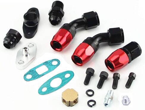 Turbo Oil Drain Return Line Oil Feed Kit T3 T4 T04E T60 T61 T70 Black in Kuwait