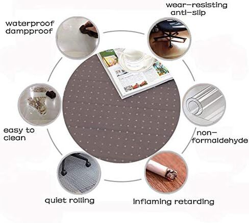 حصيرة كرسي مكتب WASJOYE للسجاد، سجادات شفافة مستديرة مقاس 91.44 سم مع شفة ممتدة للكراسي جيدة للمكاتب والمكتب والمنزل، حصيرة PVC متدحرجة شديدة التحمل للكرسي على السجاد للعمل والمنزل والألعاب in Kuwait