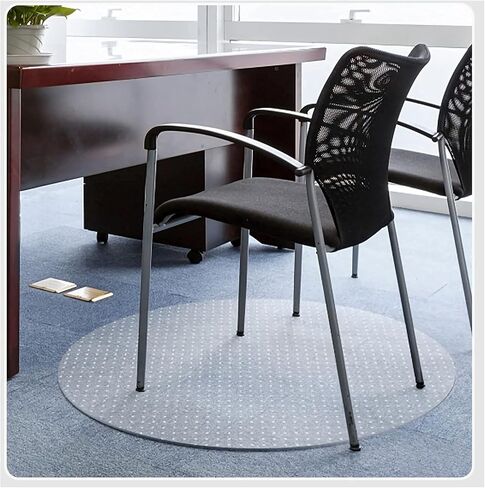 حصيرة كرسي مكتب WASJOYE للسجاد، سجادات شفافة مستديرة مقاس 91.44 سم مع شفة ممتدة للكراسي جيدة للمكاتب والمكتب والمنزل، حصيرة PVC متدحرجة شديدة التحمل للكرسي على السجاد للعمل والمنزل والألعاب in Kuwait