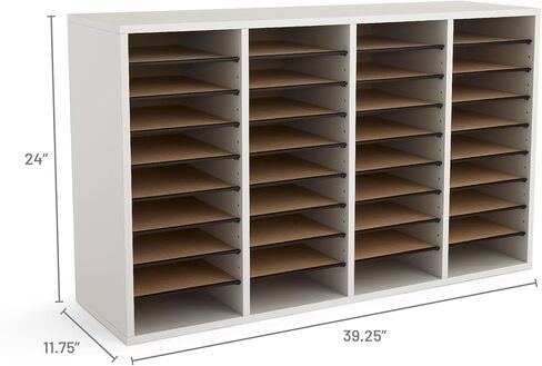 Safco Wooden Paper and Mail Organizer for Home Office and Classroom, Adjustable Shelves and Stackable, 24 Compartments, Modern Gray in Kuwait