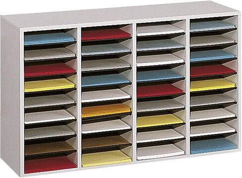 Safco Wooden Paper and Mail Organizer for Home Office and Classroom, Adjustable Shelves and Stackable, 24 Compartments, Modern Gray in Kuwait