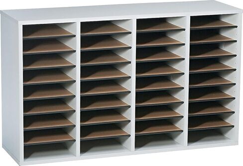 Safco Wooden Paper and Mail Organizer for Home Office and Classroom, Adjustable Shelves and Stackable, 24 Compartments, Modern Gray in Kuwait