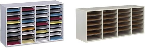 Safco Wooden Paper and Mail Organizer for Home Office and Classroom, Adjustable Shelves and Stackable, 24 Compartments, Modern Gray in Saudi Arabia