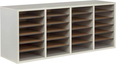 Safco Wooden Paper and Mail Organizer for Home Office and Classroom, Adjustable Shelves and Stackable, 24 Compartments, Modern Gray in Saudi Arabia