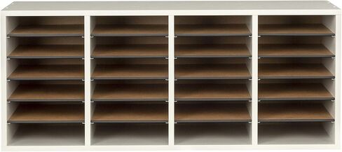 Safco Wooden Paper and Mail Organizer for Home Office and Classroom, Adjustable Shelves and Stackable, 24 Compartments, Modern Gray in Saudi Arabia