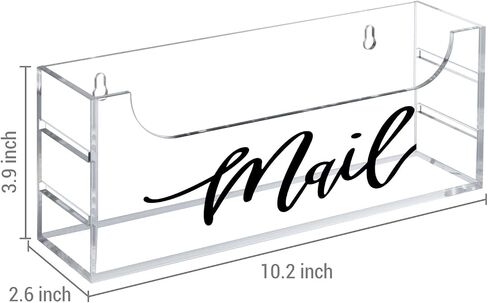 MyGift Premium Clear Acrylic Mail Holder with Decorative Black Cursive Mail Label, Modern Wall Mounted or Tabletop Mailbox, Letter Storage Organizer Box in Saudi Arabia
