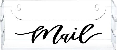 MyGift Premium Clear Acrylic Mail Holder with Decorative Black Cursive Mail Label, Modern Wall Mounted or Tabletop Mailbox, Letter Storage Organizer Box in Saudi Arabia