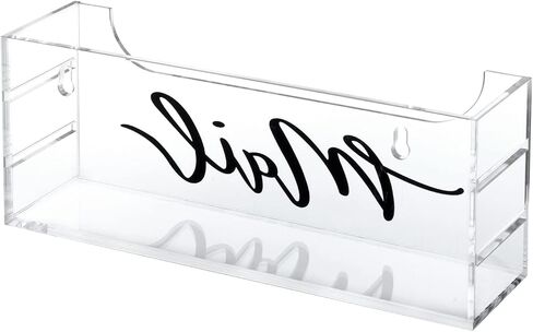 MyGift Premium Clear Acrylic Mail Holder with Decorative Black Cursive Mail Label, Modern Wall Mounted or Tabletop Mailbox, Letter Storage Organizer Box in Saudi Arabia