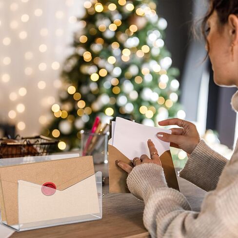 4 قطع من حامل البريد الأكريليك منظم البريد الشفاف، حامل بطاقات بريدية على سطح الطاولة، حامل بريد مغلف، منظم فارز البريد، بطاقة بريدية، بطاقة تهنئة، حامل فاتورة للمنزل والمكتب والمدرسة in Saudi Arabia