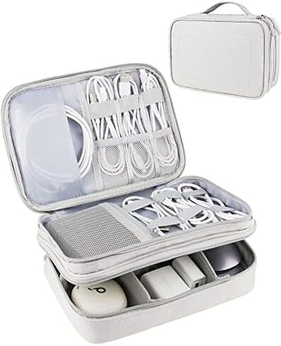 Teskyer Electronics Organizer Travel Case, Large Capacity Double Layers Electronics Accessories Storage Bag, Portable Cable Organizer Case, SM08-L, Black in Saudi Arabia