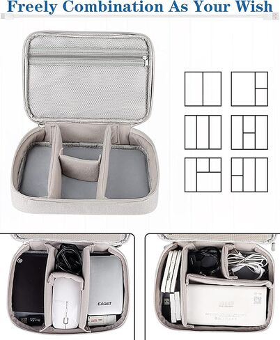 Teskyer Electronics Organizer Travel Case, Large Capacity Double Layers Electronics Accessories Storage Bag, Portable Cable Organizer Case, SM08-L, Black in Saudi Arabia