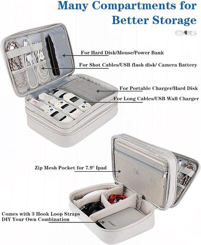 Teskyer Electronics Organizer Travel Case, Large Capacity Double Layers Electronics Accessories Storage Bag, Portable Cable Organizer Case, SM08-L, Black in Saudi Arabia